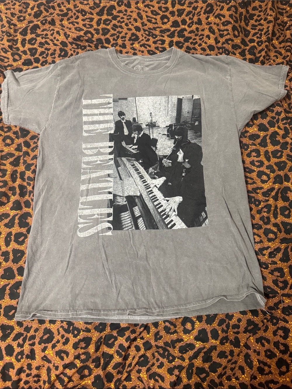 Vintage-Style Gray Graphic Men’s T-Shirt - Band Photo Print